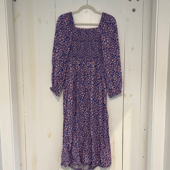 J. Crew Factory Purple and White Long Sleeve Sundress - Picture 3 of 5